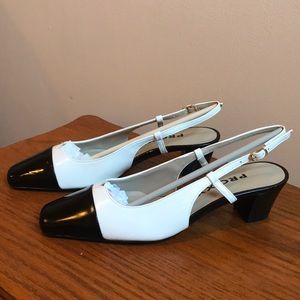 NEW Proxy white & black size 7 slingback heels